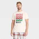 Men's Plaid Jingle Bells Matching Holiday Pajama T-shirt - Wondershop White