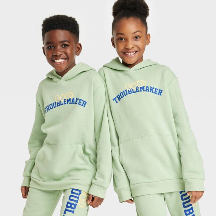 Little Giants Giant Shorties Black History Month Kids' Good Trouble Hoodie - Green