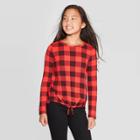Girls' Plaid Cozy Pullover - Cat & Jack Red