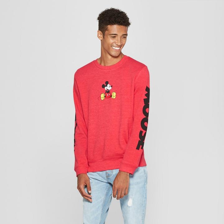 Men's Disney Mickey Mouse Long Sleeve Sweatshirt - Red
