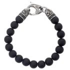 West Coast Jewelry Men's Crucible Stainless Steel Dragon With Matte Black Onyx Beaded Bracelet, Black/silver