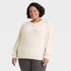 Women's Plus Size Henley Sweatshirt - Knox Rose Ivory