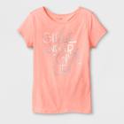 Girls' Adaptive Short Sleeve Girls Never Give Up Graphic T-shirt - Cat & Jack Peach