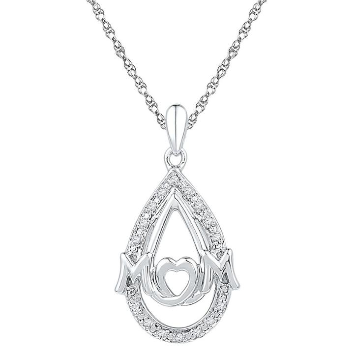 Distributed By Target Women's Round Diamond Accent Prong Set Pear Mom Fashion Pendant In Sterling Silver (ij-i2-i3)