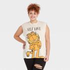 Women's Garfield Plus Size Self Love Muscle Graphic Tank Top - Ivory