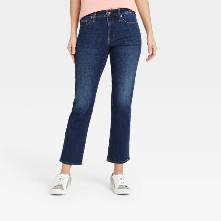 Women's High-rise Slim Straight Fit Cropped Jeans - Universal Thread Dark Wash