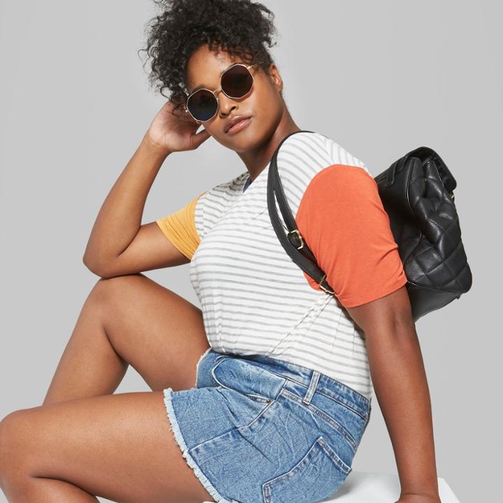 Women's Plus High-rise Buttonfly Denim Shorts - Wild Fable Medium Wash