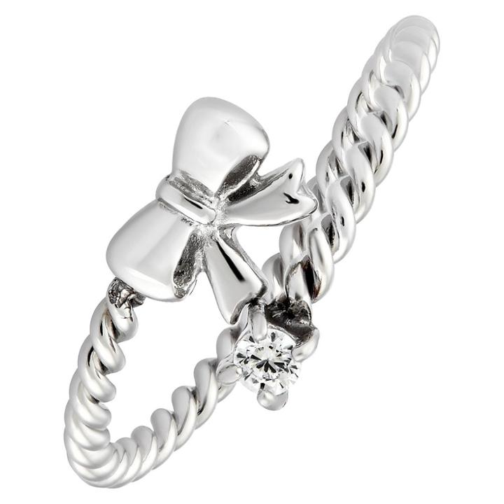 West Coast Jewelry Stainless Steel Twisted Rope Bow With Cubic Zirconia Wrap Around Band Ring