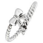 West Coast Jewelry Stainless Steel Twisted Rope Bow With Cubic Zirconia Wrap Around Band Ring