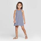 Toddler Girls' Striped A Line Dress - Cat & Jack Navy 12m, Girl's, Blue
