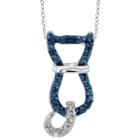 Distributed By Target 120 Ct. T.w. Round-cut Blue And White Diamond Pave Set Cat Pendant - White