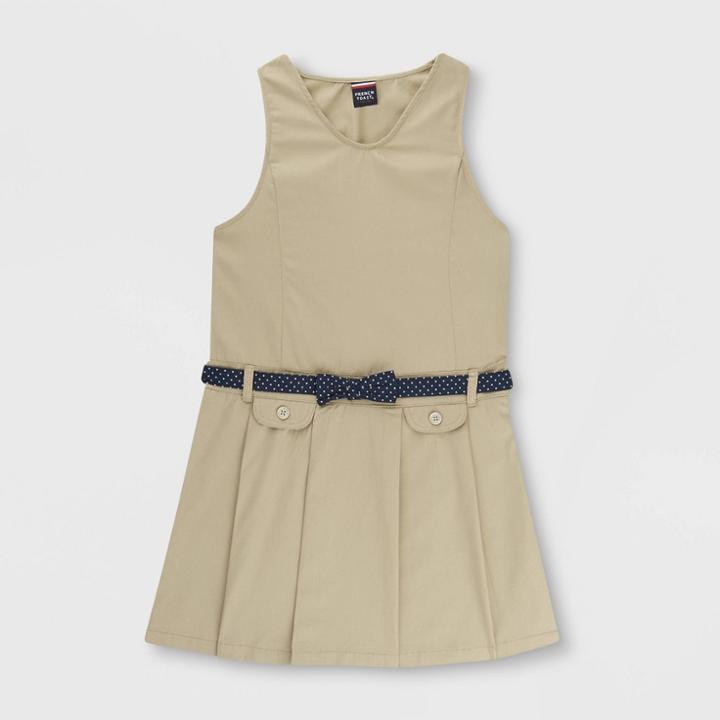 French Toast Girls' Belted Uniform Jumpers - Khaki (green)