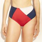 Women's Full Coverage High Waist Bikini Bottom - Kona Sol Red/white/blue