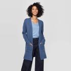 Women's Casual Fit Long Sleeve Open Cardigan - A New Day Blue M,