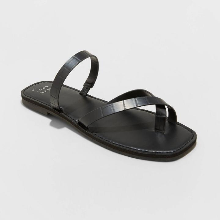 Women's Felicity Cross Strap Sandals - A New Day Black