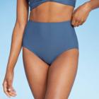 Women's High Waist Medium Coverage Bikini Bottom - Kona Sol Mudstone Blue