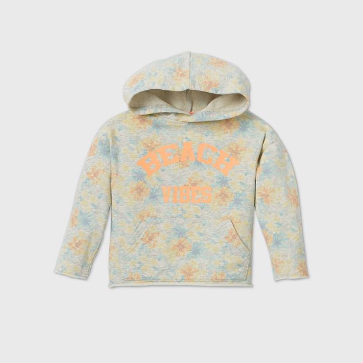 Toddler Girls' Floral 'beach Vibes' Sweatshirt - Art Class Gray 18m,