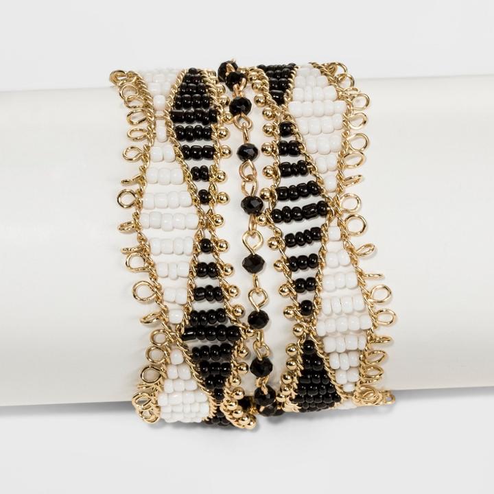 Target Beaded Seedbead Bracelet - A New Day Gold/black/white,
