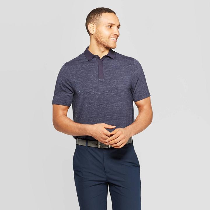 Men's Golf Striped Polo T-shirt - C9 Champion Navy Heather