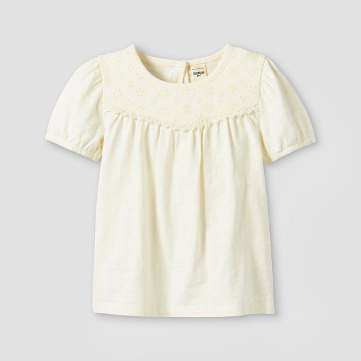 Oshkosh B'gosh Toddler Girls' Eyelet Short Sleeve T-shirt - White