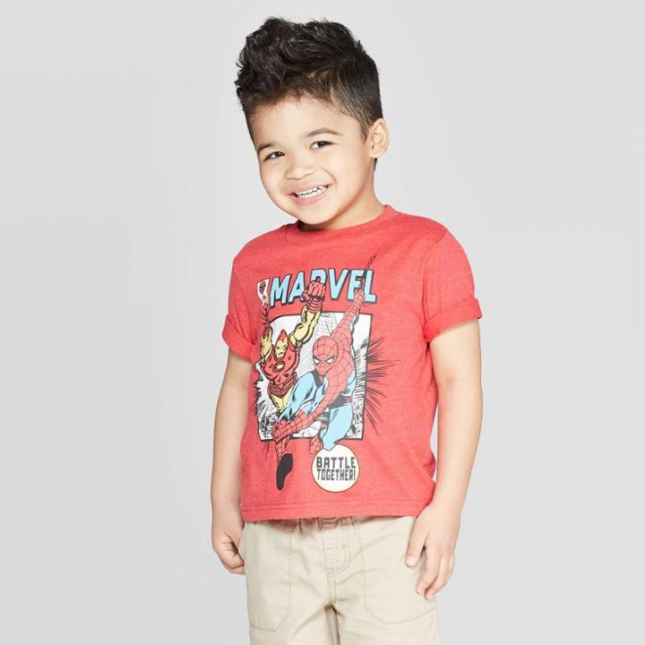 Toddler Boys' Short Sleeve Marvel Comic T-shirt - Red