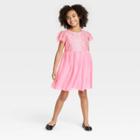 Girls' Short Sleeve Sequin Tulle Dress - Cat & Jack Pink