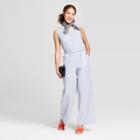 Women's Striped Cinched Waist Jumpsuit - A New Day Blue/white