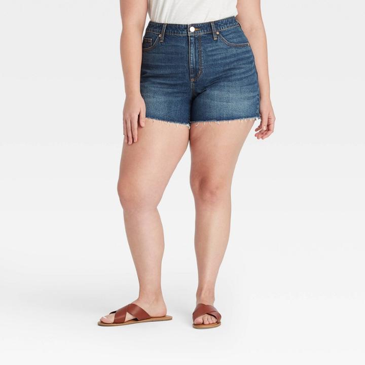 Women's Plus Size High-rise Jean Shorts - Universal Thread Medium Blue