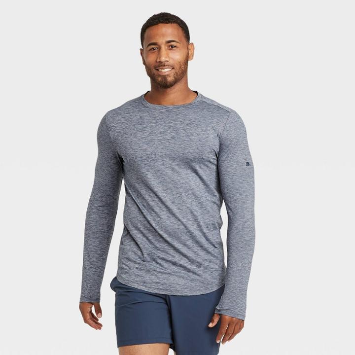 Men's Soft Long Sleeve Gym T-shirt - All In Motion Dark Blue