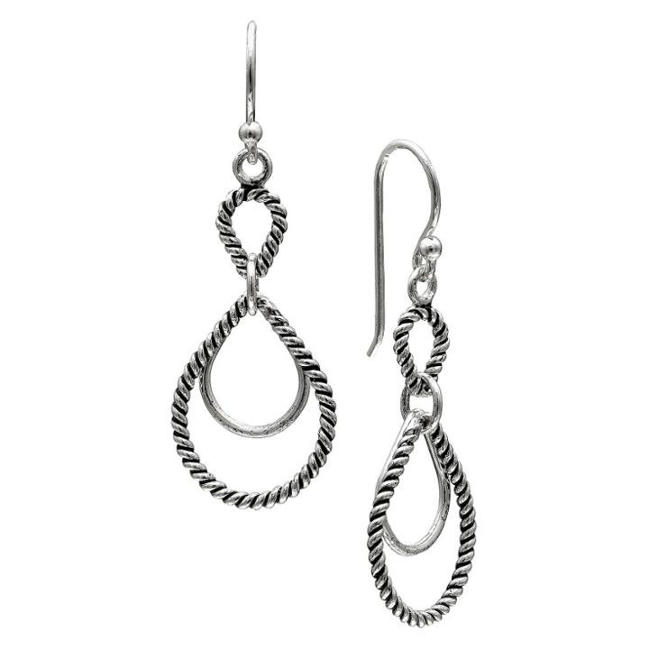Distributed By Target Women's Oxidized Double Teardrop Earrings In Sterling Silver -