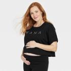 Short Sleeve Mama Graphic Cropped Maternity T-shirt - Isabel Maternity By Ingrid & Isabel Black