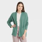 Women's Open Neck Front Cardigan - A New Day Teal