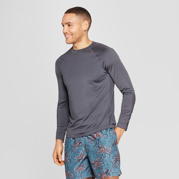 Men's Long Sleeve Rash Guard - Goodfellow & Co Gray M,