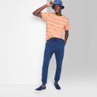Men's Short Sleeve T-shirt - Original Use Coral Pink/striped