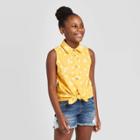 Girls' Flower Print Sleeveless Woven Top - Cat & Jack Yellow