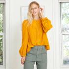 Women's Puff Long Sleeve Button-front Blouse - Universal Thread Yellow