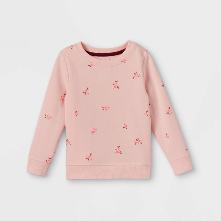 Toddler Girls' Fleece Pullover Sweatshirt - Cat & Jack Powder Pink