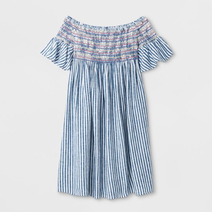 Girls' Smocked Stripe Dress - Cat & Jack Blue/white