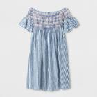 Girls' Smocked Stripe Dress - Cat & Jack Blue/white