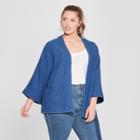 Women's Plus Size Denim Kimono - Universal Thread Medium Wash X, Blue