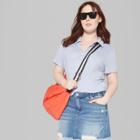 Women's Plus Size Cropped Short Sleeve Polo Shirt - Wild Fable Blue