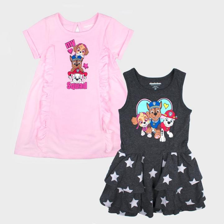 Petitetoddler Girls' 2pk Nickelodeon Paw Patrol Short Sleeve Dress Set - Pink