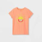 Girls' 'happy Days' Graphic Short Sleeve T-shirt - Cat & Jack Neon Peach