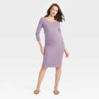 3/4 Sleeve Essential T-shirt Maternity Dress - Isabel Maternity By Ingrid & Isabel Purple