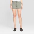Women's High-rise Button Fly Double Cuff Jean Shorts - Universal Thread Olive