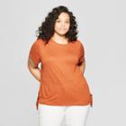 Women's Plus Size Short Sleeve Crew Neck Side Tie T-shirt - Universal Thread Orange