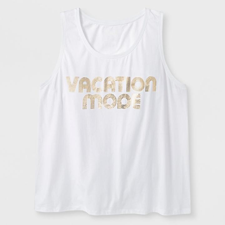 Shinsung Tongsang Women's Plus Size 'vacation Mode' Tank Top - White