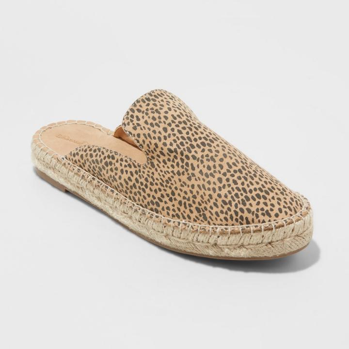 Women's Clara Leopard Espadrille Flat Mules - Universal Thread Brown