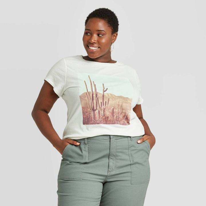 Women's Plus Size Short Sleeve T-shirt - Universal Thread Ivory