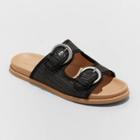 Women's Honey Raffia Footbed Sandals - Universal Thread Black